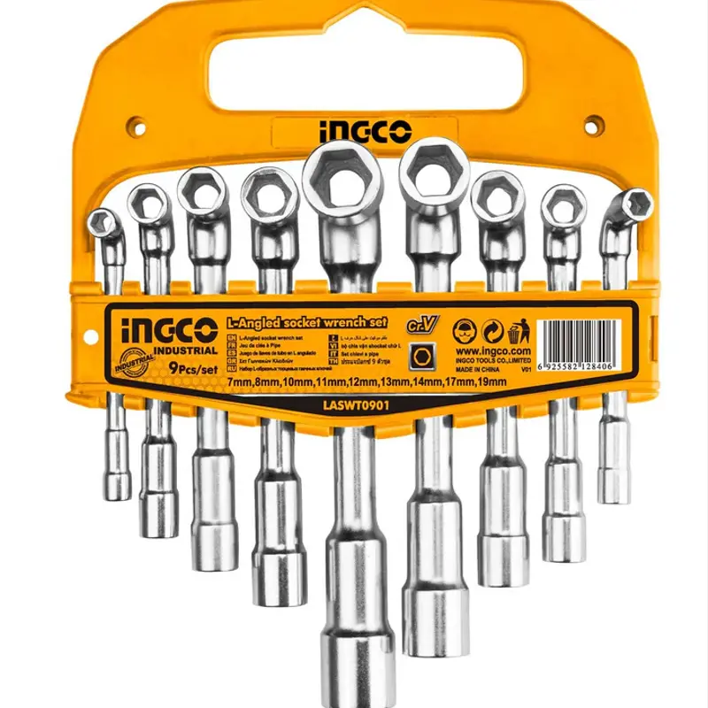 Jeu de 9 clés à douille coudées en L Ingco LASWT0901