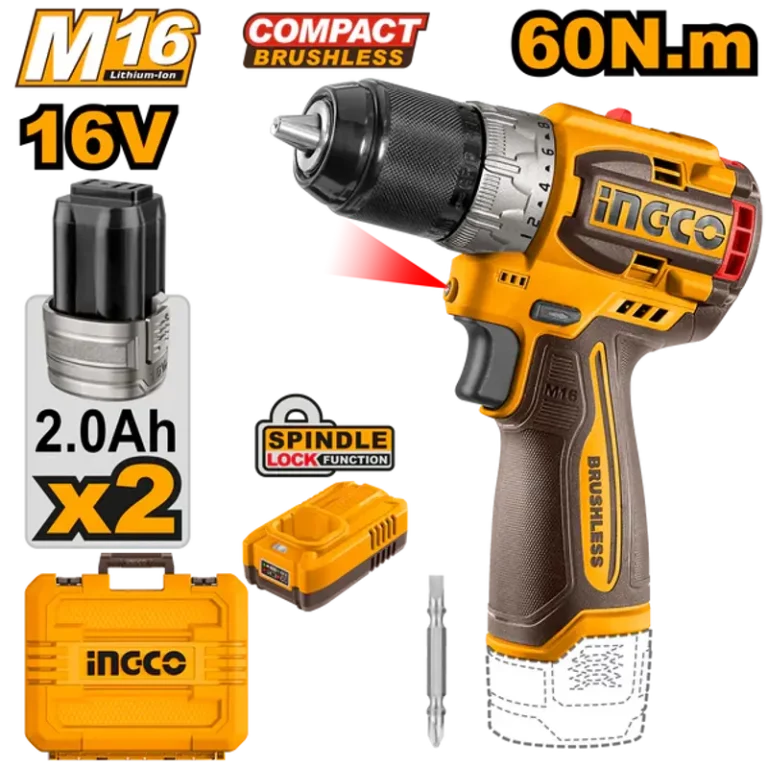 Perceuse-visseuse 16 V Ingco 60 Nm mandrin métallique