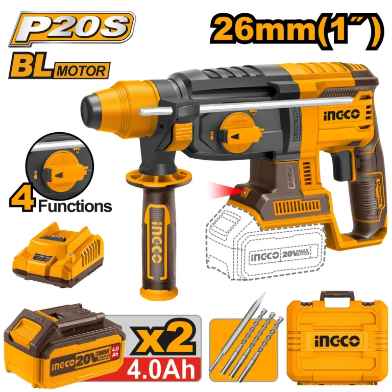 Marteau Perforateur 20v 4ah 2b 1c valise INGCO