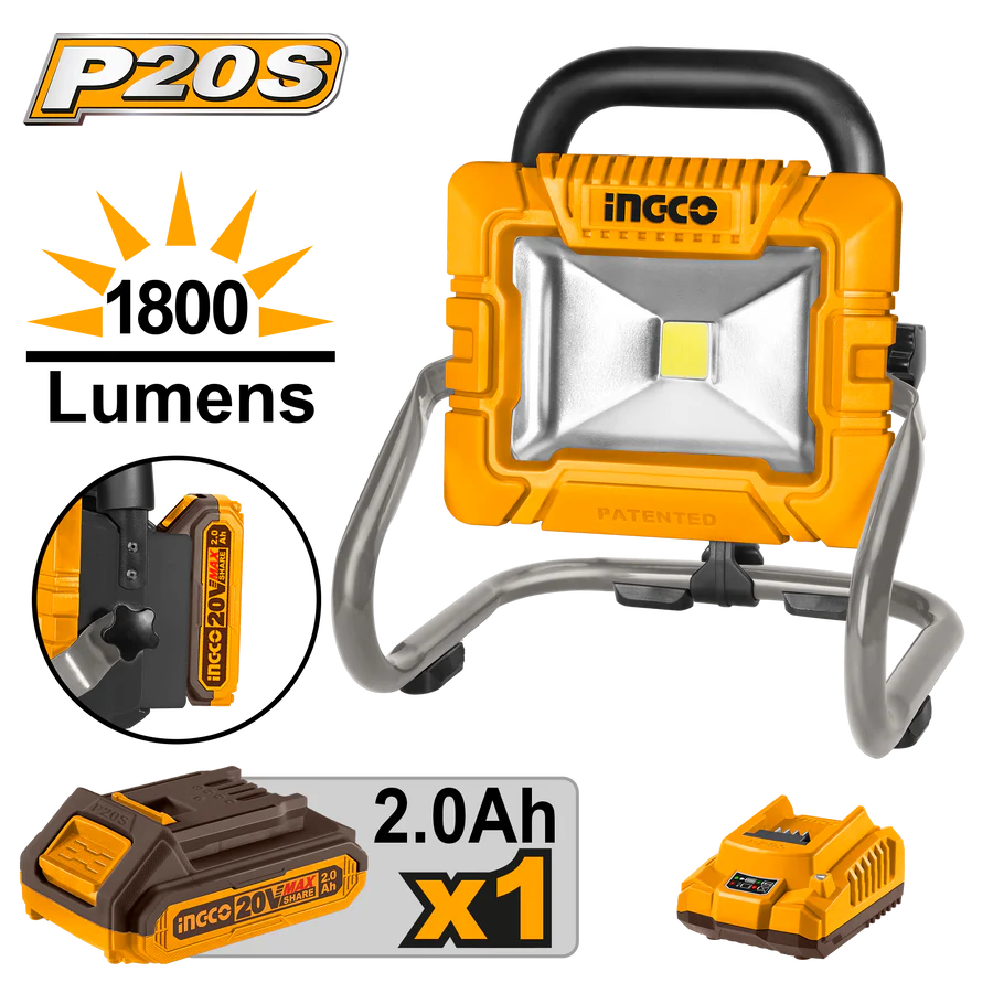 Projecteur de Chantier LED 20W, 900-1800LM INGCO