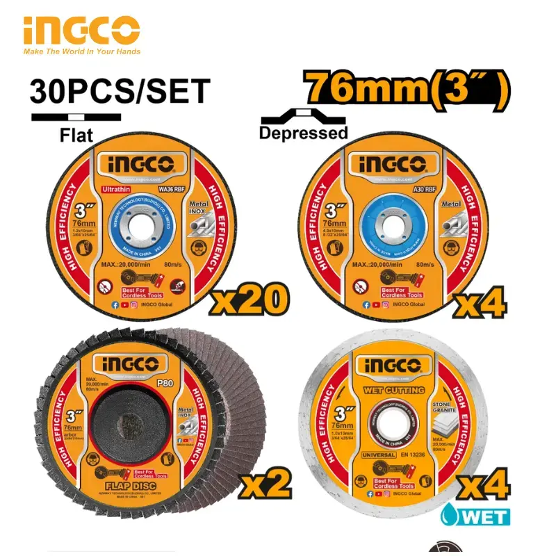 Ensemble de disques 76mm à tronçonner et à ébroyer