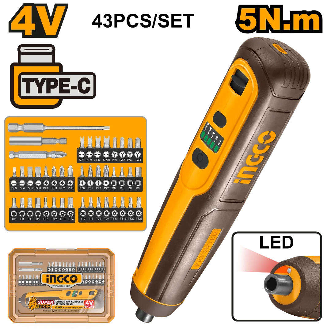 Tournevis sans fil 4v 5Nm INGCO