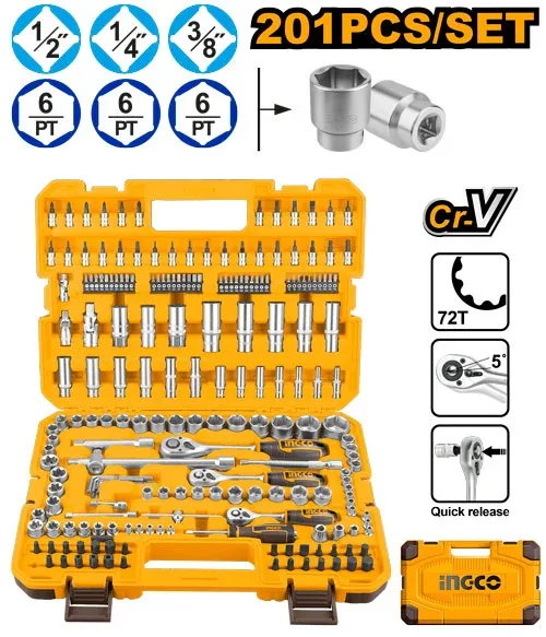 Ensemble d’outils à main 201 pièces INGCO